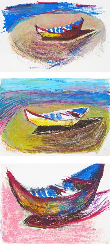 2006 Portugal -les barques- (pastel gras sur papier 42x27cm)